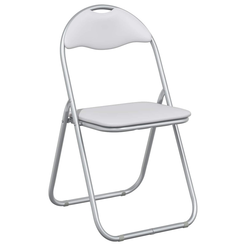 Padded Office Folding Chair Folding Chair Set, White/Grey