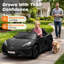 Voiture noire UV de la Corvette C8 24V pour enfants avec 4 roues motrices, télécommande, MP3, Bluetooth, USB, phares à DEL, sièges doubles et suspension arrière noire-125314002