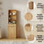 Armoire de rangement haute et étroite avec compartiment poubelle basculant, meuble de rangement de cuisine en noyer cannelé avec tiroir et étagères ouvertes-1179302824