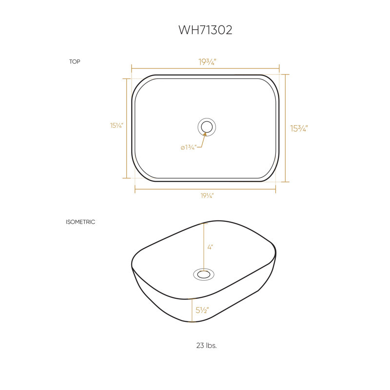 Lavabo rectangulaire suspendu au-dessus de 20 po Whitehaus, Noir satiné