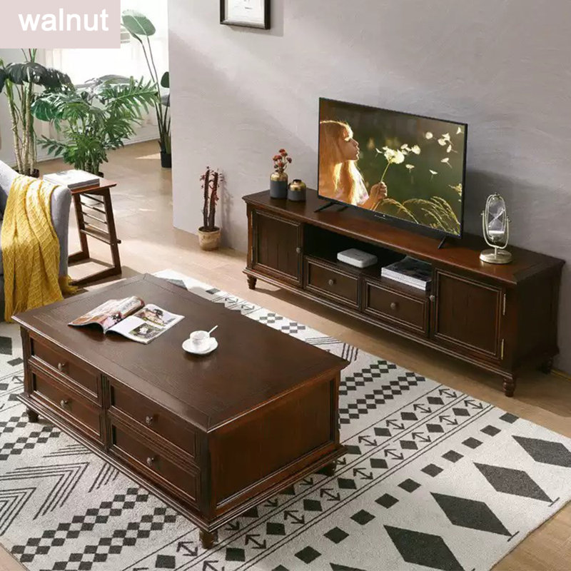 Meuble télé et table basse en bois massif