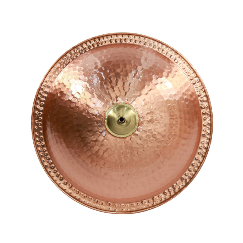 Hammered Solid Copper Birdbath with Wrought Iron Stake