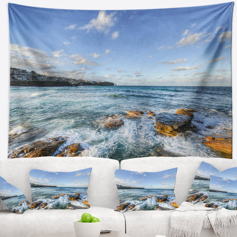 Tapisserie «White Waves» sur la plage de Bondi, H 32 po x l 39 po