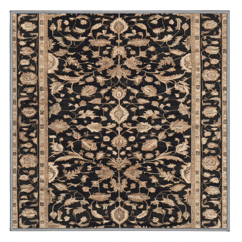 Tapis persan gris lavable à la machine, Carré 7 pi