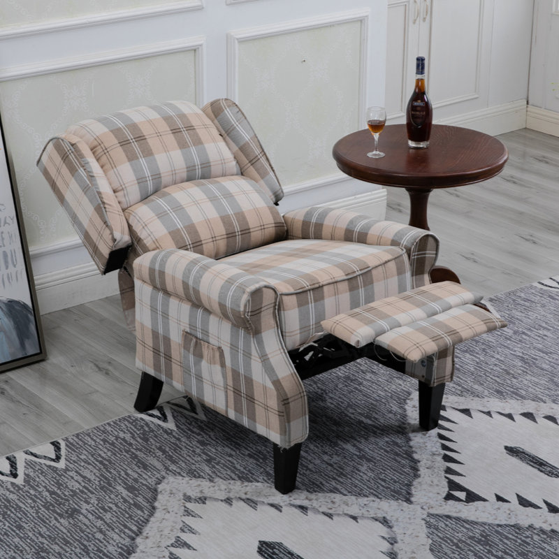 Fauteuil / fauteuil inclinable et rembourré de style rétro avec passe-partout pour le salon, Beige