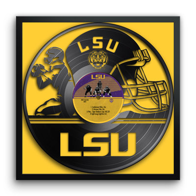 Disque vinyle NCAA-CLC LSU Tigers Football, impression encadrée 13" x 13"