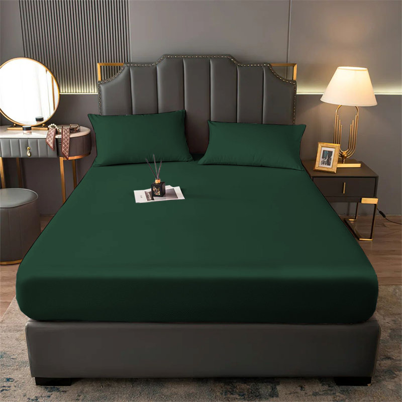 Aspire Homeware Premium 25cm Deep Fitted Sheet for Stylish and Comfortable Bedding, Emerald, Double (4'6)