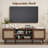 TV Stand For 55/65/70 Inch TV, Boho 59" Entertainment Center With Storage, Modern Mid Century Media Console With Rattan Doors And Adjustable Shelf, Wood TV Stand For Living Room-1734055725-1736728840