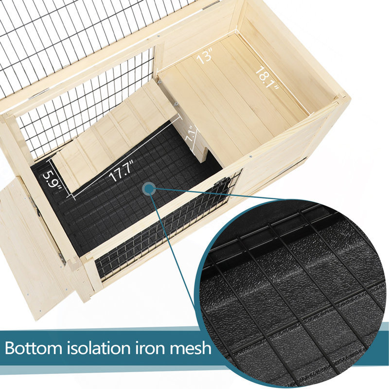 Cage à lapin en bois pour petits animaux avec plateau en plastique