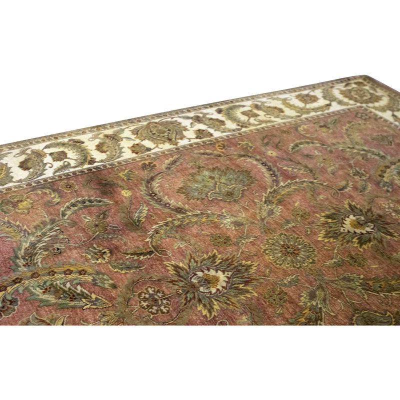 Hand Knotted Wool Oriental Area Rug in Rust And Ivory
