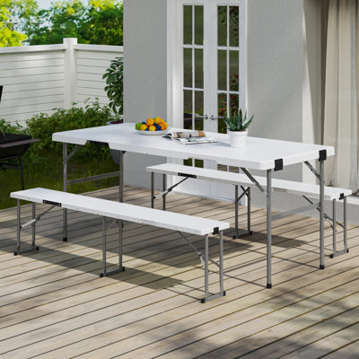 Ensemble de table pliante de 6 pi avec 2 bancs, ensemble de table de pique-nique avec 2 chaises d'intérieur et d'extérieur