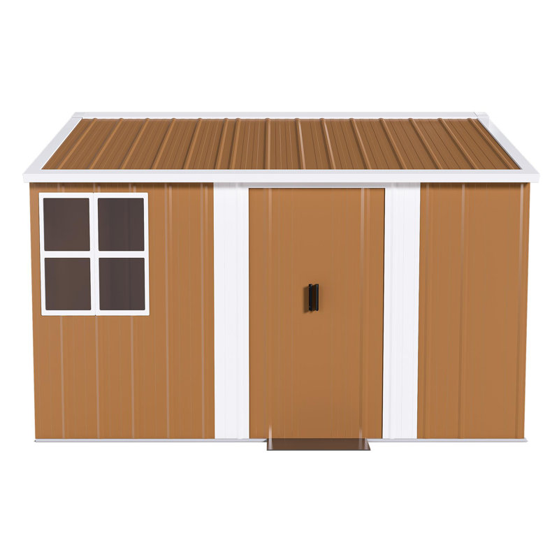 Remise de rangement en métal robuste de 8 pi x 10 pi avec fenêtres, porte verrouillable et ventilation