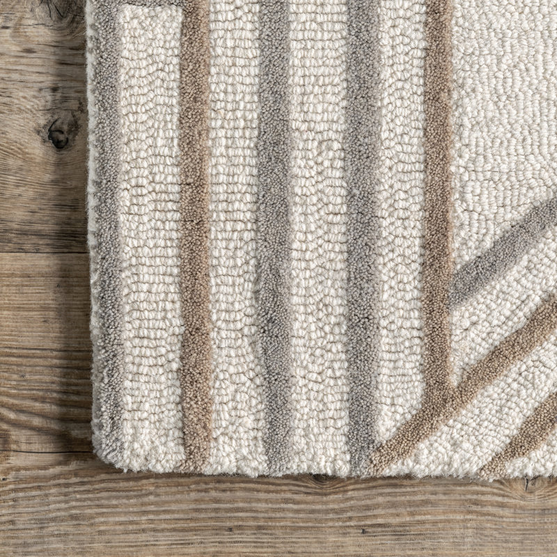 Haki Wool Geometric Indoor Rug, Rectangle 8' x 10'
