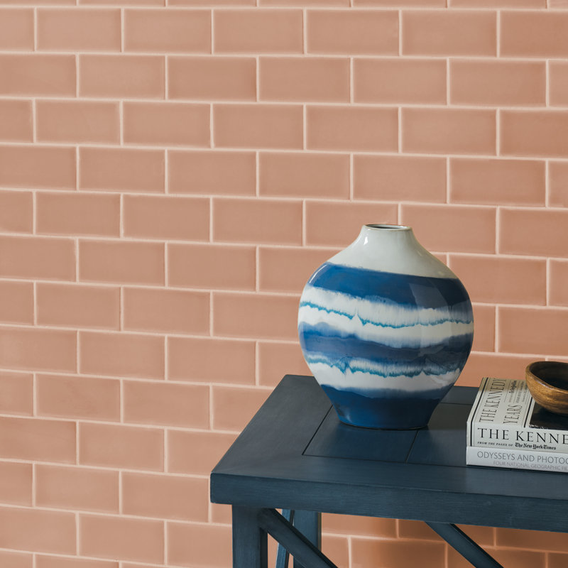 Curvaceous 3" x 6" Ceramic Wall Tile, Blush