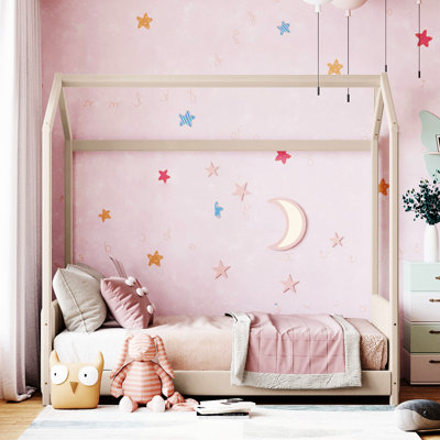 Twin Velvet House Bed With A Beige Finish - Enhancing Your 'S Room Creating Fun Space For