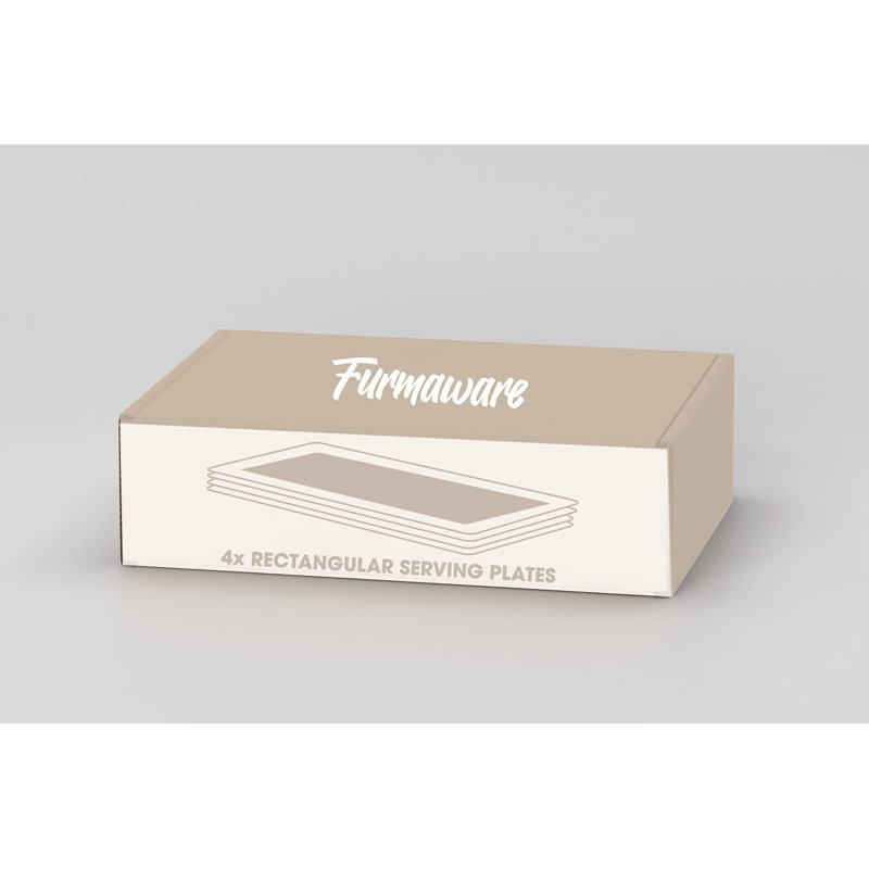 Furmaware 9.7" Rectangle White Ceramic Serving Plates