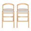 Tabouret de bar d'intérieur en bois d'hévéa Balmans, finition naturelle et revêtement beige, ensemble de 2-121592382