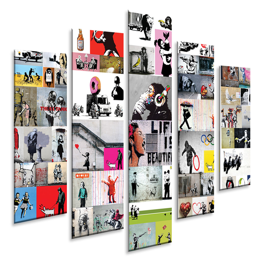 5-tlg. Kunstdruck-Set Banksy Collage 2 von Banksy