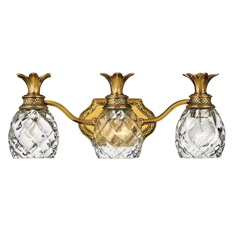 Plantation 3-Light Pineapple Bath Vanity Fixture, Burnished Brass