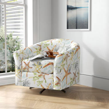 Keilani 36.5 Wide Swivel Barrel Chair Kelly Clarkson Home Body Fabric: Mineral Blue Floral Performance