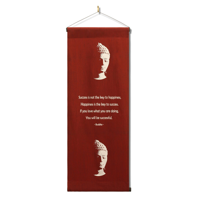 Inspirational Wall Hanging Scroll "Buddha - Success Is Not The Key To Happiness" Banner, Inspiring Quote, Motivational Uplifting, Thought Tapestry