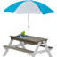 Wooden Kids Picnic Table, Sand And Water Table With Umbrella, Activity Table For Outdoor Backyard Patio Play
