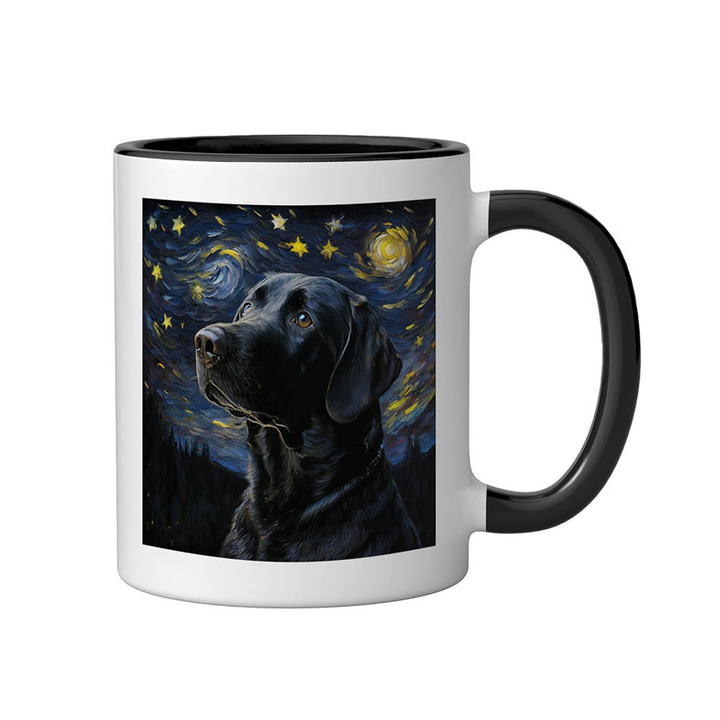 Dog Animal Ceramic Mug, Black/White, 11oz