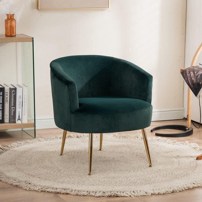 Lyela Upholstered Accent Chair, Green Velvet