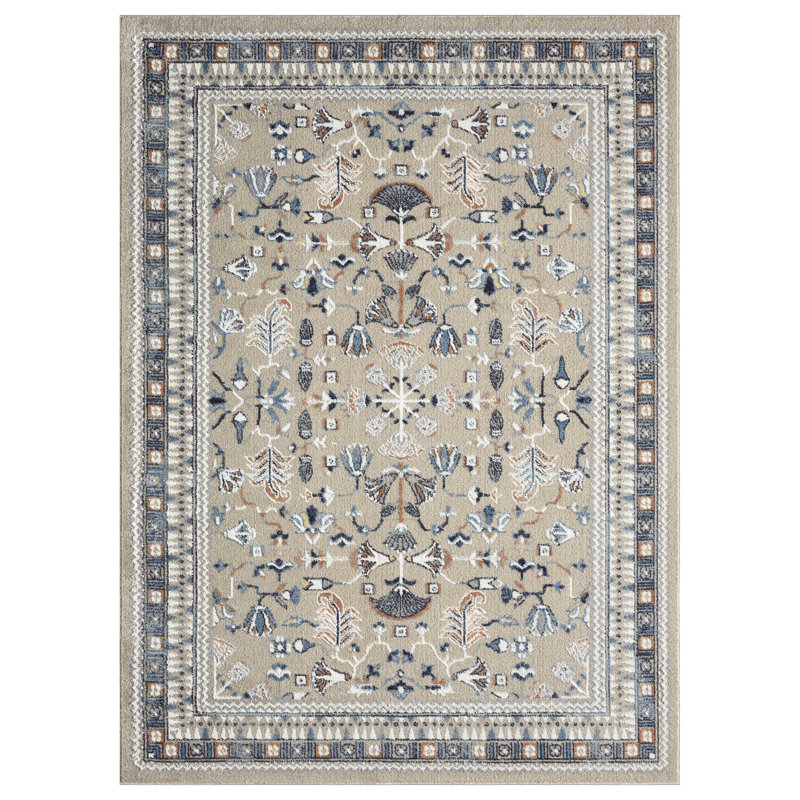 Vista Traditional Floral Filigree Indoor Machine Washable Area Rug, Rectangle 7'9" x 9'9"