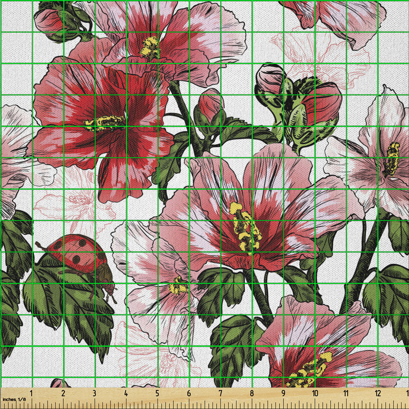 Deaneen Ladybugs Hawaiian Hibiscus Multi-Purpose Fabric