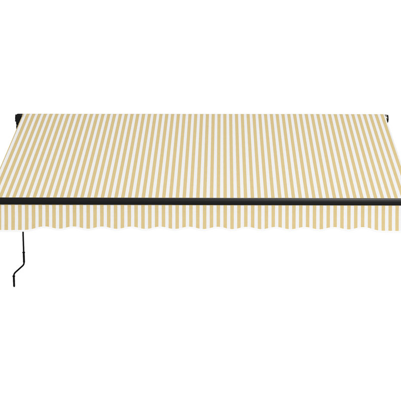 12' X 10' Retractable Sunshade Awning, Patio With Manual Operation, 280gsm Fabric, Aluminum Frame, Beige For Yard Deck Crank Handle, Balcony &
