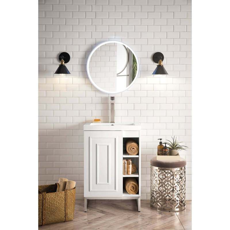 Alicante 24'' W Single Vanity, Brushed Nickel, Glossy White