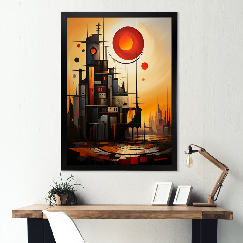 Cubic Modern Factory - Impressions sur toile abstraites, Cadre simple noir, H 40 po x l 30 po x P 1,5 po