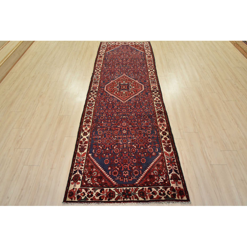 Tapis oriental rétro en laine noué à la main 3 pi 10 po x 10 pi 3 po Tribal