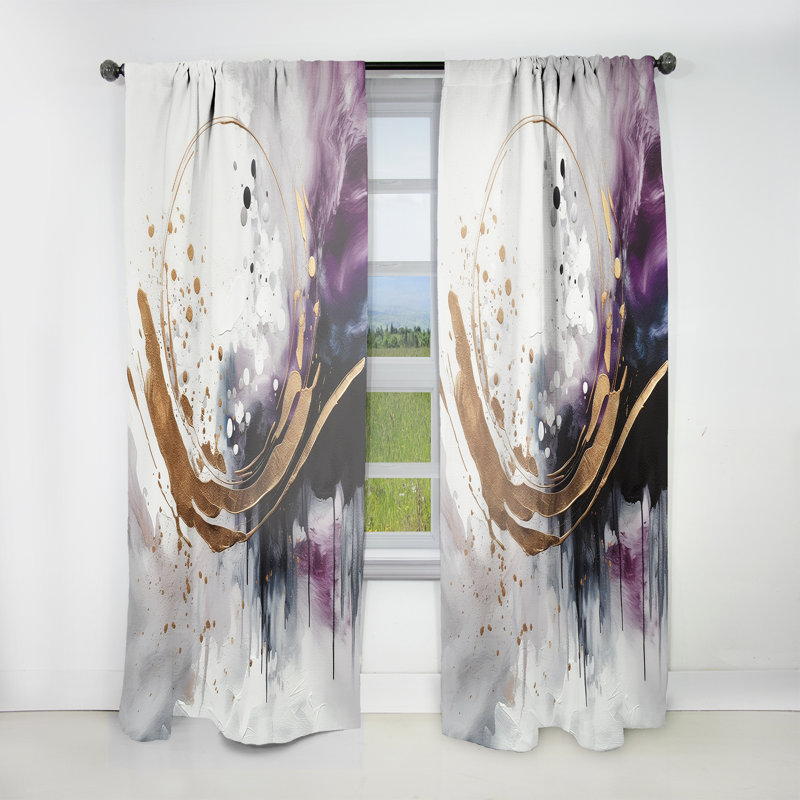 Babington - Circular Design Solid Marble Art II - Abstract Marble Curtain - Velvet Room Darkening - 1 panel, 52" W x 108" L