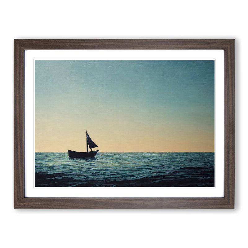 Solo Sailing Boat Vol.3 - Framed Print, 46cm H x 64cm W x 2cm D, Walnut
