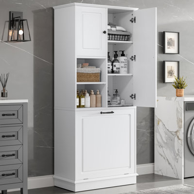 68'' H Bathroom Cabinet With Tilt-Out Laundry Basket