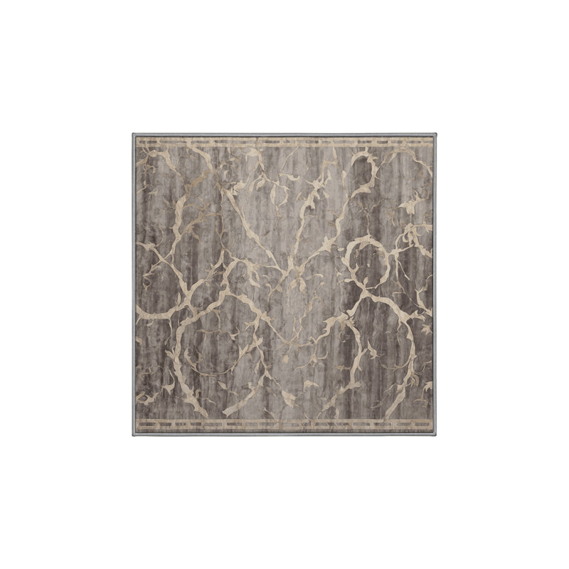Tapis gris lavable à la machine, Carré 4 pi