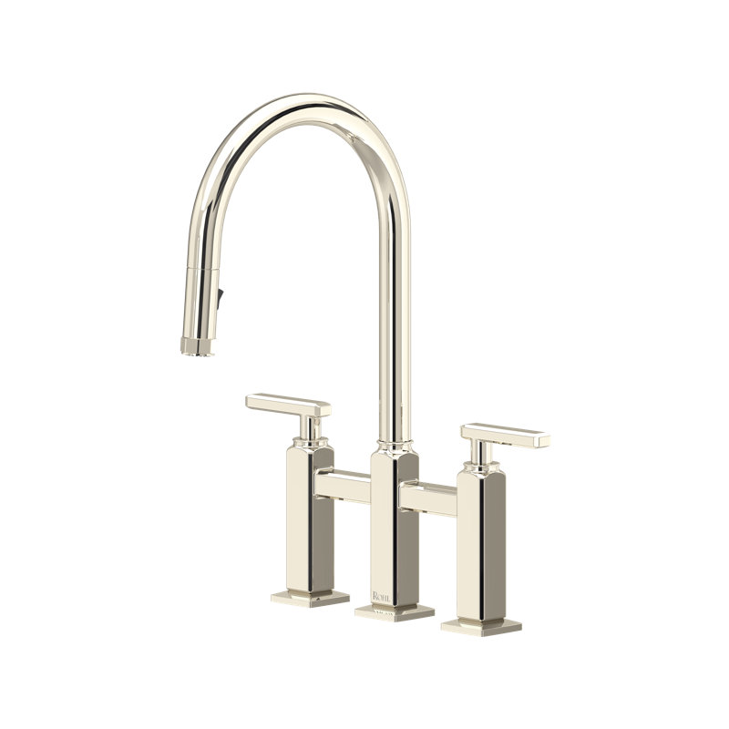 Apothecary Bridge Pull-Down Kitchen Faucet With C-Spout, Polished Nickel