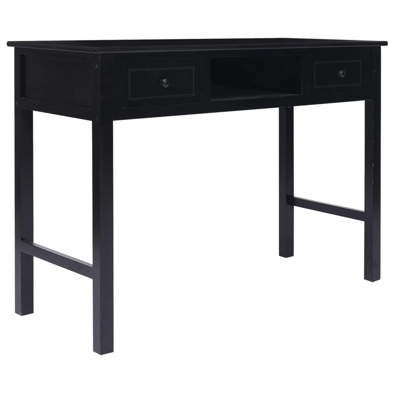 Ro Solid Wood Writing Desk, Black