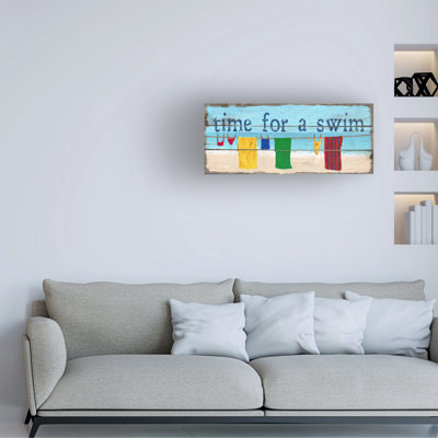 Art mural sur toile tendue - Gail Fraser «Time for a Swim», art mural pour salon, chambre à coucher ou bureau - 20 x 47