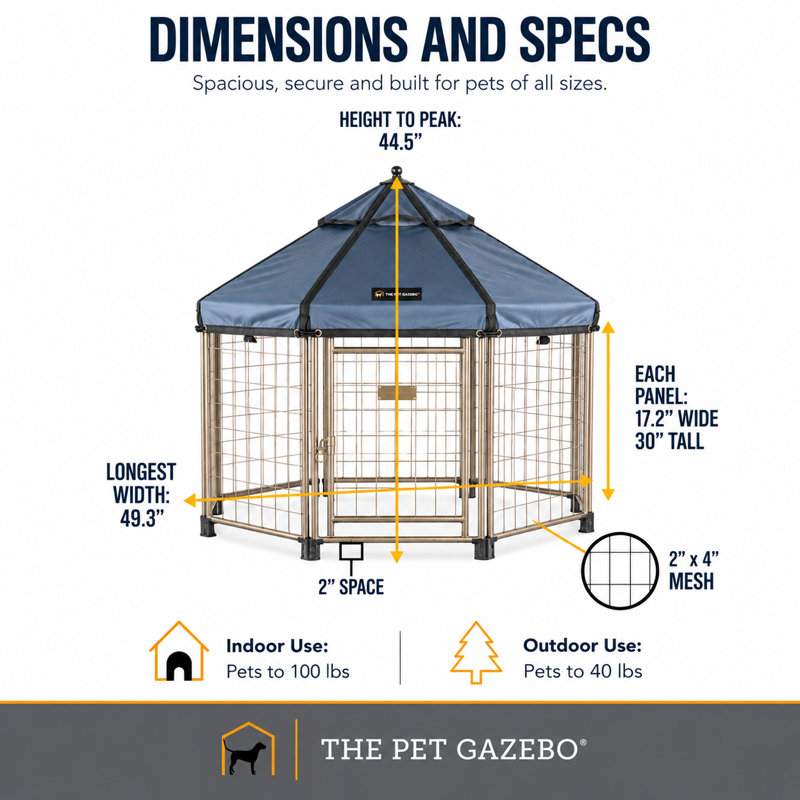 Enclos modulaire pour chiens de 1,2 m avec auvent – ​​Abri intérieur, extérieur et portable pour animaux de compagnie, Bleu