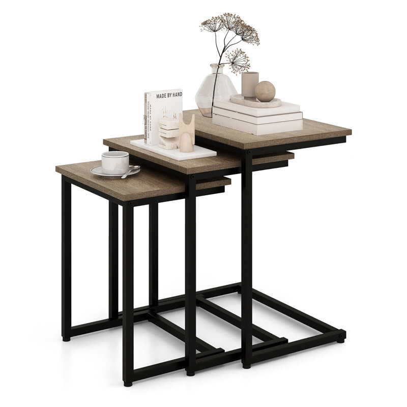 Yamile Nesting Coffee Table, Black, Gray