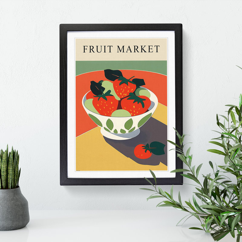 Strawberry Fruit Market Exhibition Vol.1 - Single Picture Frame Print on Wood, 34cm H x 25cm W x 2cm D