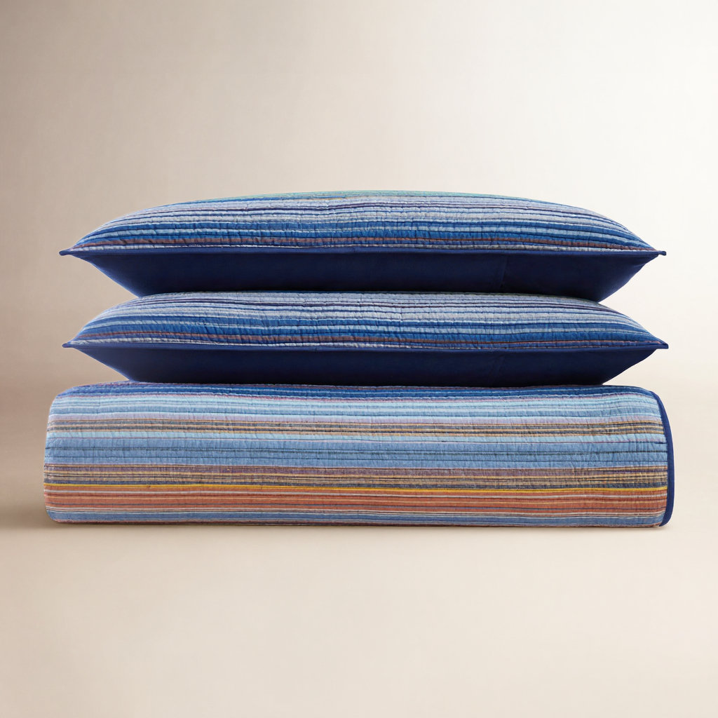 Arvo Cotton Quilt Set, Twin Extra Long Quilt + 1 Standard Sham