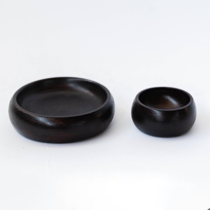 Ensemble de 2 bols décoratifs ronds peints en noir