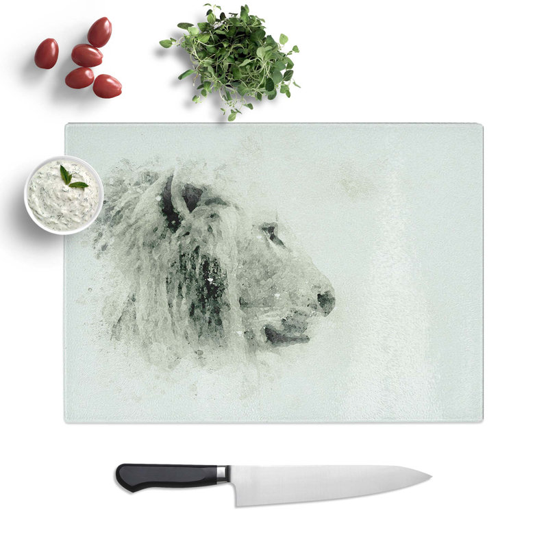Tempered Glass a Lion Chopping Board, 39 cm W x 28.5 cm L
