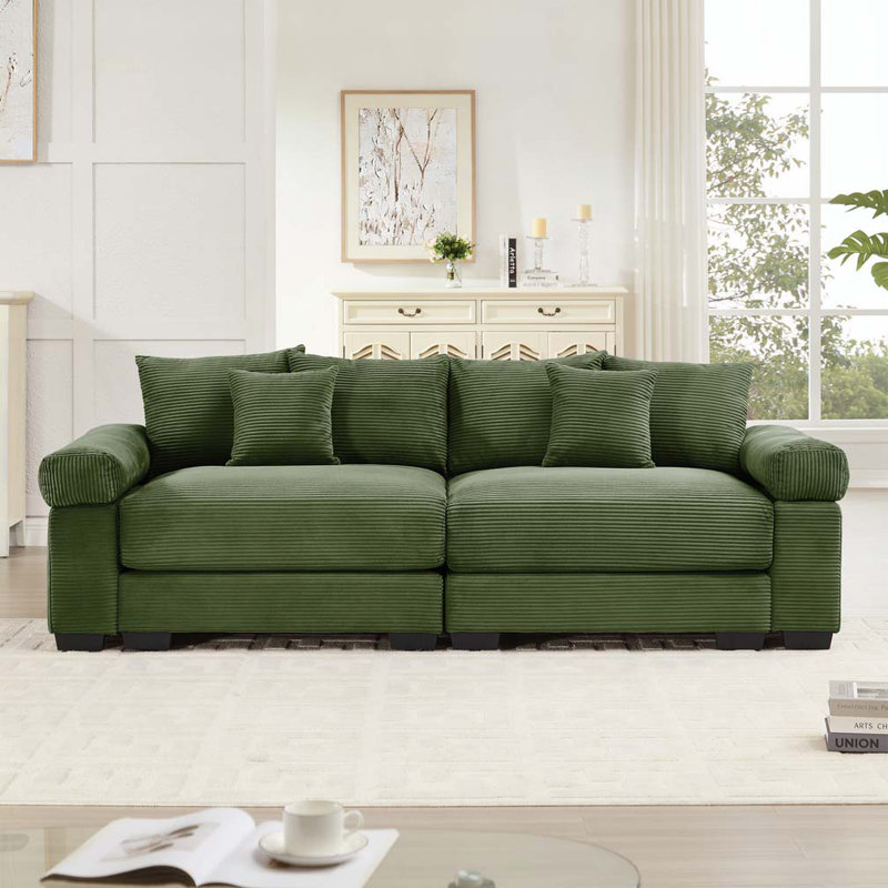 Oversized Cloud Modular Sectional Couch, Green, 34.2" H x 82.6" W x 33.8" D, 2