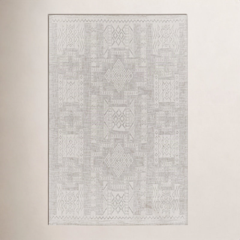 Tapis d'intérieur / extérieur gris Pavia, Rectangle 8 pi x 10 pi
