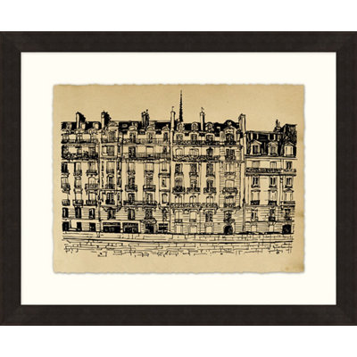 Paris Street Scene 1 - Peinture sur papier encadrée